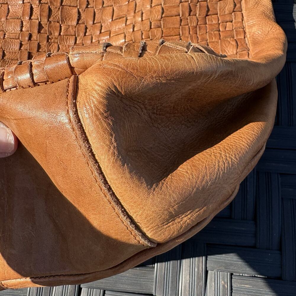 Vilenca Holland | Purse Shoulder Bag Brown Leather Basketweave Crossbody Zip - Picture 4 of 13